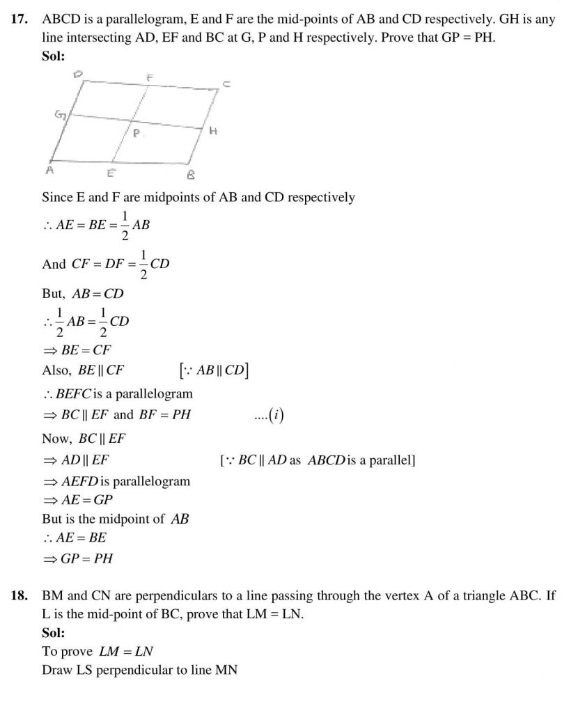 NCERT Solutions Class 9 Mathematics RD Sharma Areas of Parallelograms and Triangles