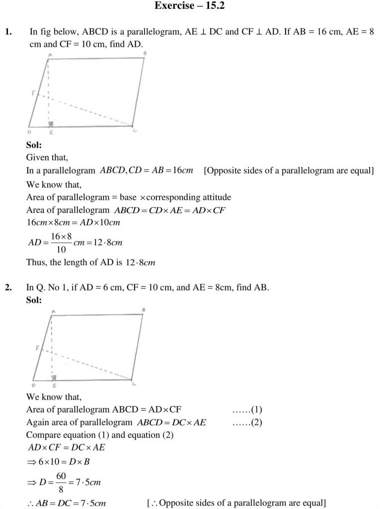 NCERT Solutions Class 9 Mathematics RD Sharma Herons Formula