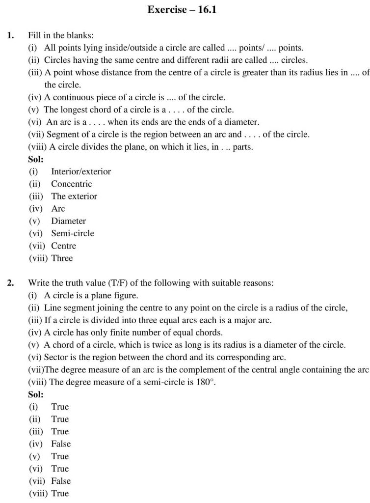 NCERT Solutions Class 9 Mathematics RD Sharma Circles