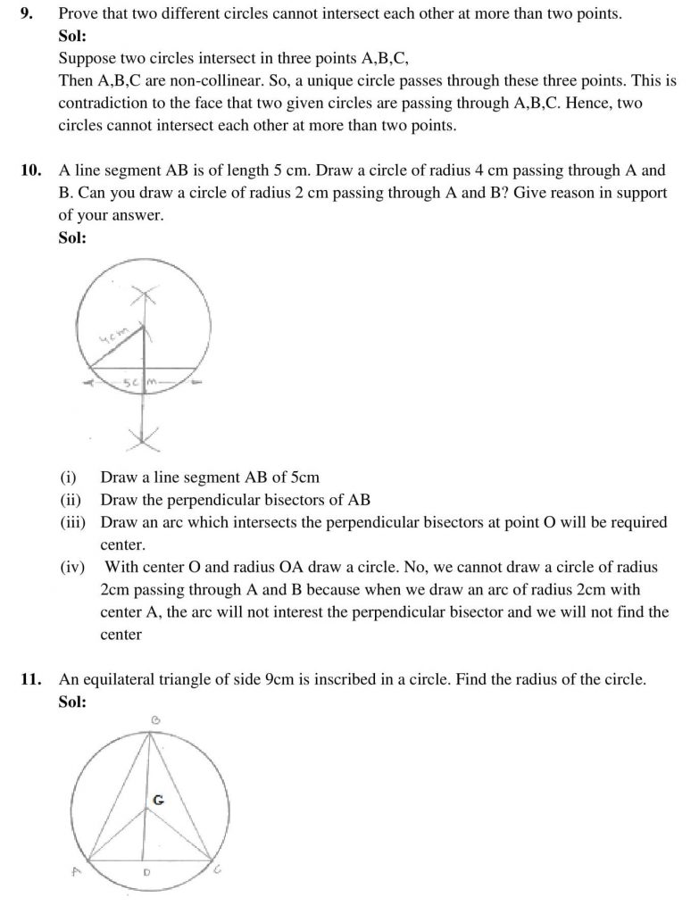 NCERT Solutions Class 9 Mathematics RD Sharma Circles