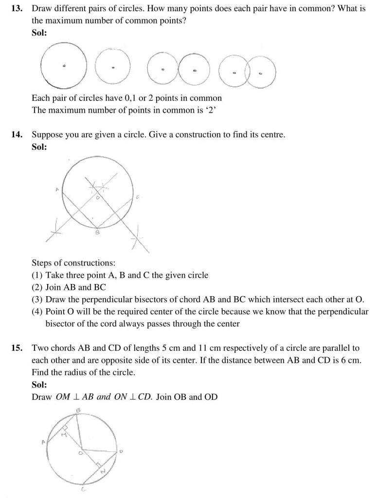 NCERT Solutions Class 9 Mathematics RD Sharma Circles