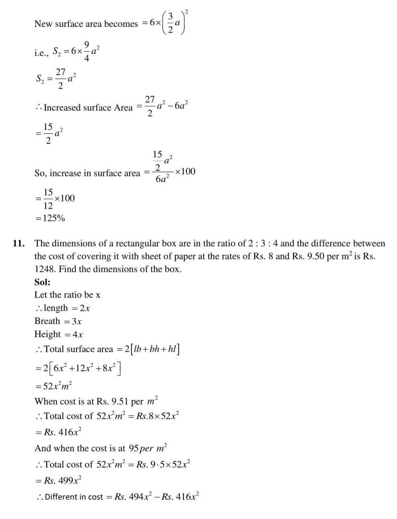 NCERT Solutions Class 9 Mathematics RD Sharma Surface Areas and Volume of a Cuboid and Cube