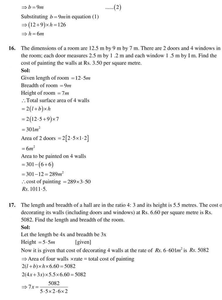 NCERT Solutions Class 9 Mathematics RD Sharma Surface Areas and Volume of a Cuboid and Cube