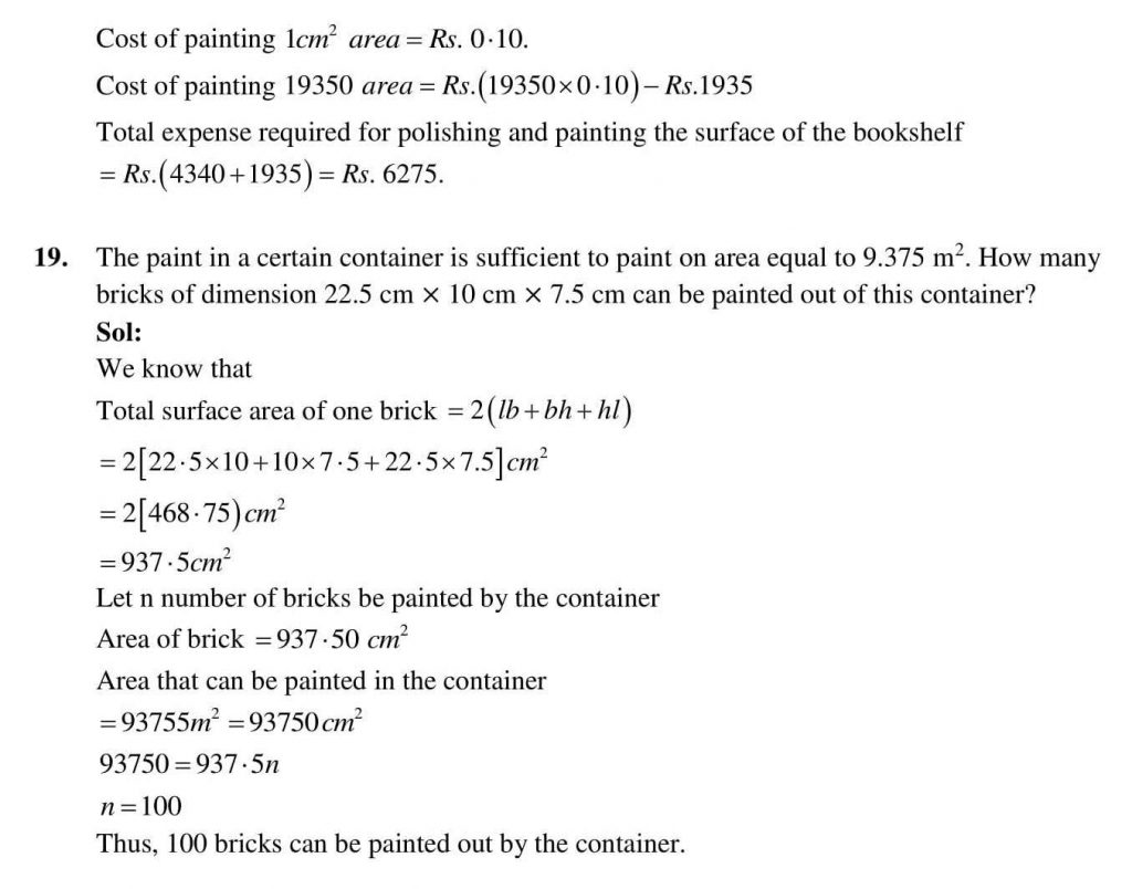 NCERT Solutions Class 9 Mathematics RD Sharma Surface Areas and Volume of a Cuboid and Cube