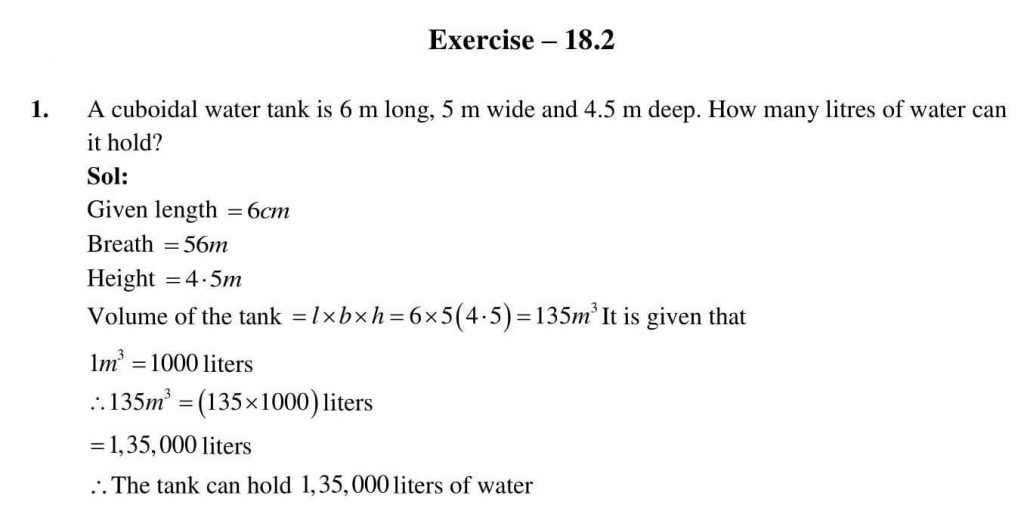 NCERT Solutions Class 9 Mathematics RD Sharma Surface Areas and Volume of a Cuboid and Cube