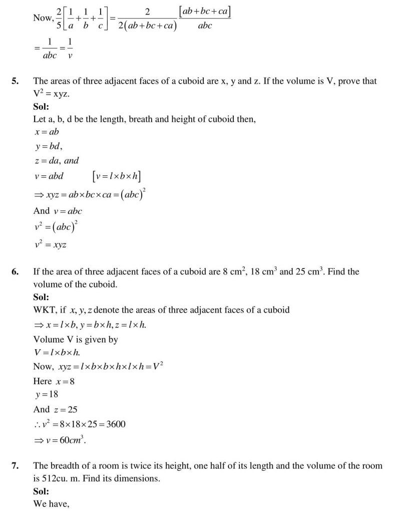 NCERT Solutions Class 9 Mathematics RD Sharma Surface Areas and Volume of a Cuboid and Cube