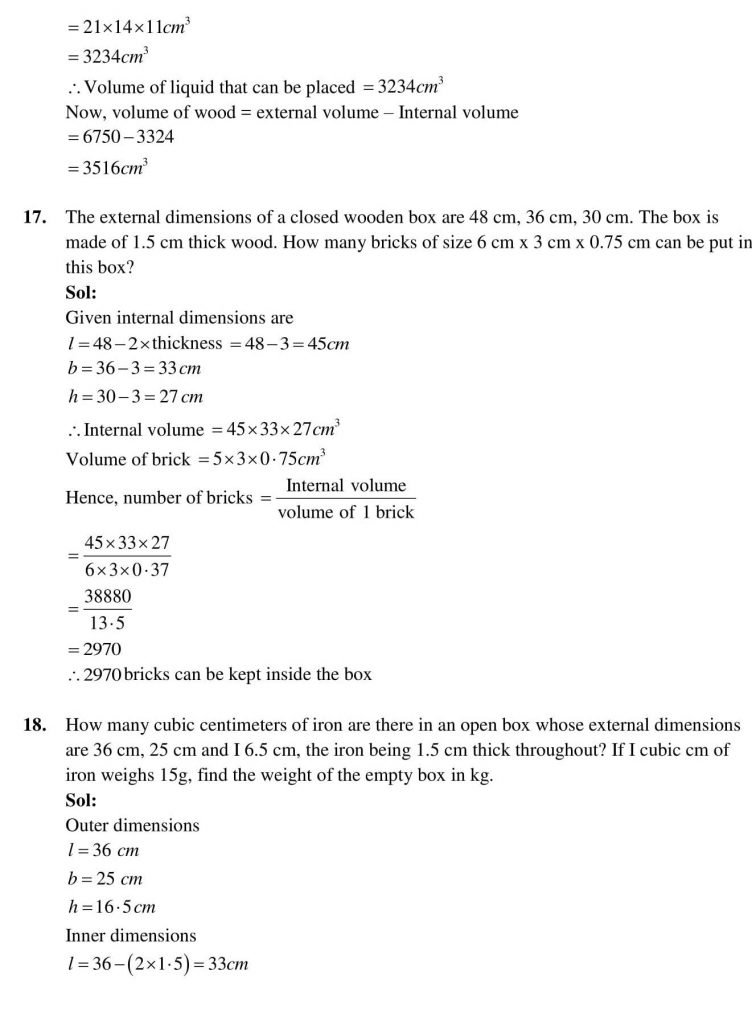 NCERT Solutions Class 9 Mathematics RD Sharma Surface Areas and Volume of a Cuboid and Cube