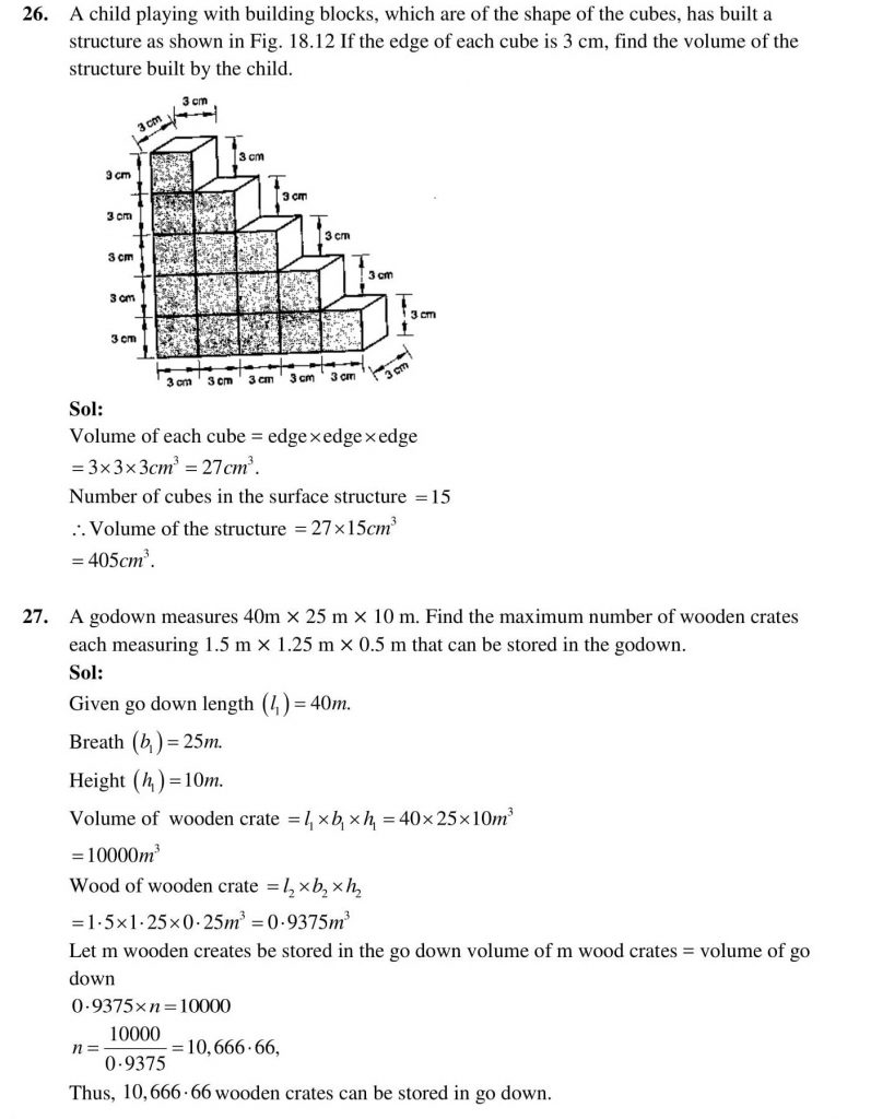 NCERT Solutions Class 9 Mathematics RD Sharma Surface Areas and Volume of a Cuboid and Cube