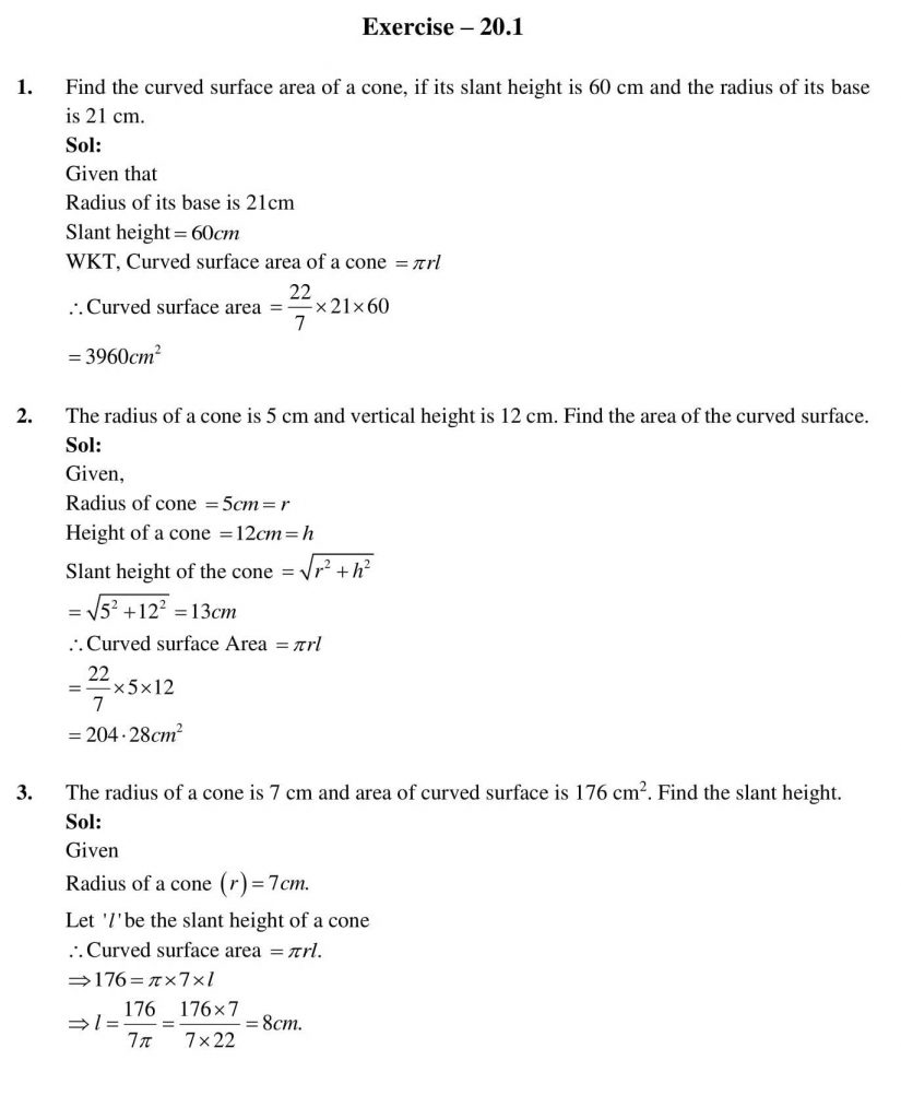 NCERT Solutions Class 9 Mathematics RD Sharma Surface Areas and Volume of A Right Circular Cone