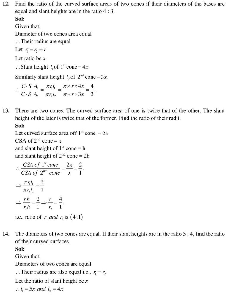 NCERT Solutions Class 9 Mathematics RD Sharma Surface Areas and Volume of A Right Circular Cone