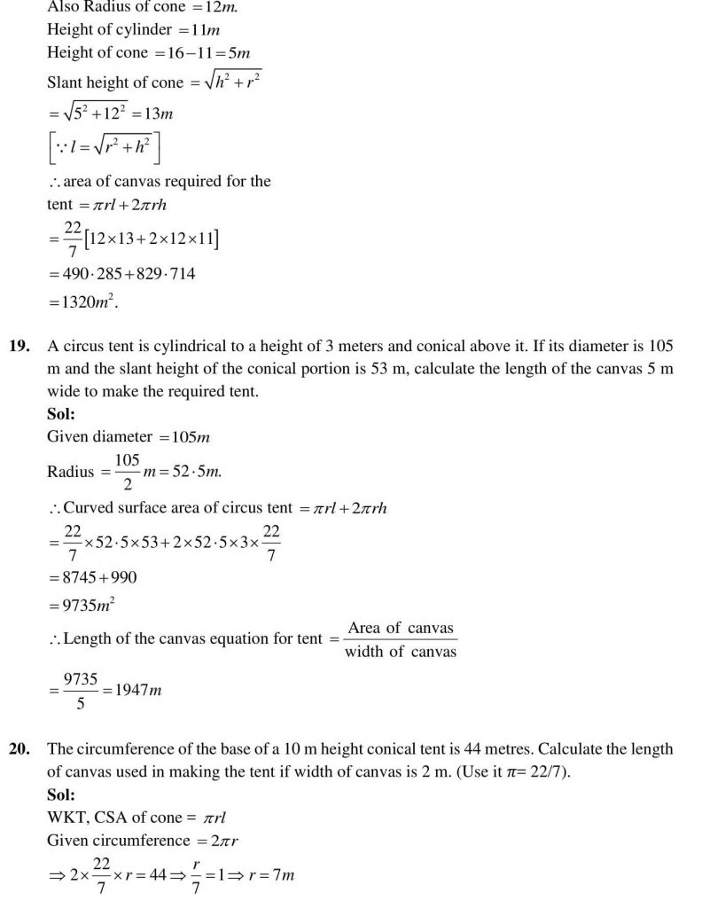 NCERT Solutions Class 9 Mathematics RD Sharma Surface Areas and Volume of A Right Circular Cone