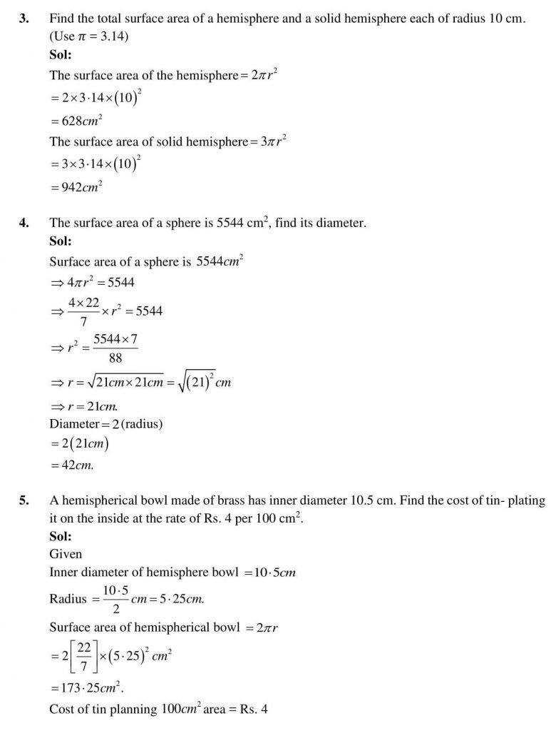 Surface Area And Volume of Spheres