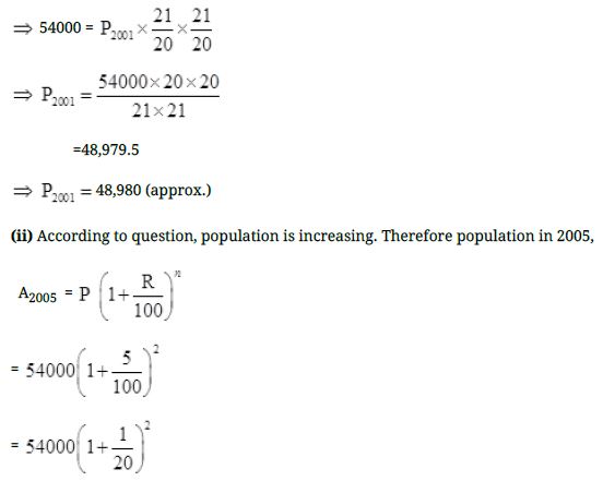 The population of a place increased to 54,000 in 2003 at a rate of 5% per annum