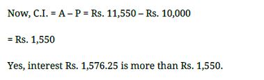Find the amount and the compound interest on Rs.10,000 for 11⁄2 years at 10% per annum