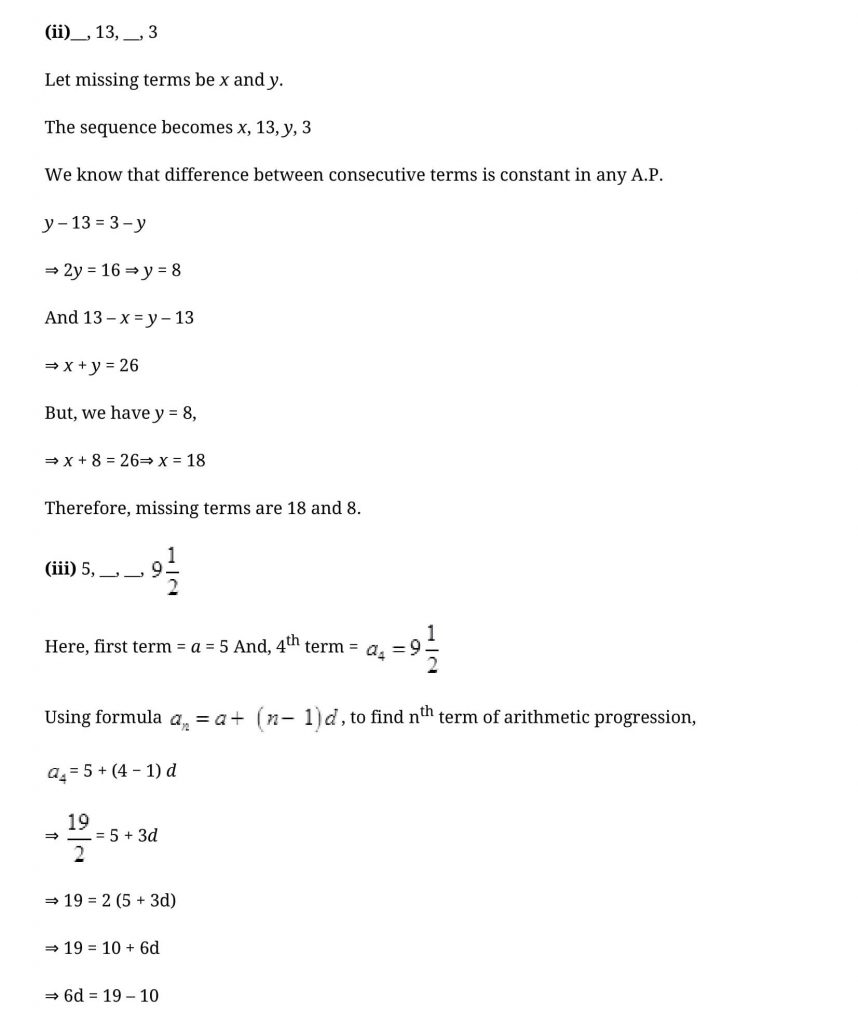 NCERT Solutions Class 10 Mathematics Arithmetic Progressions