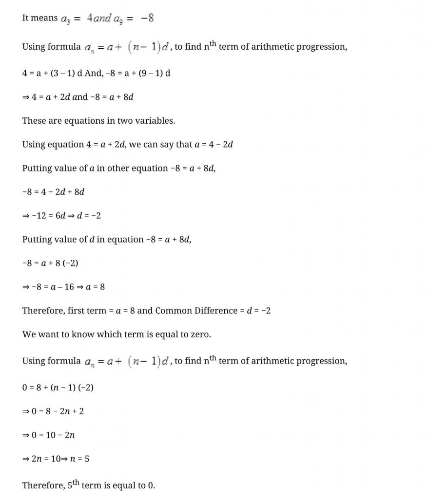 NCERT Solutions Class 10 Mathematics Arithmetic Progressions