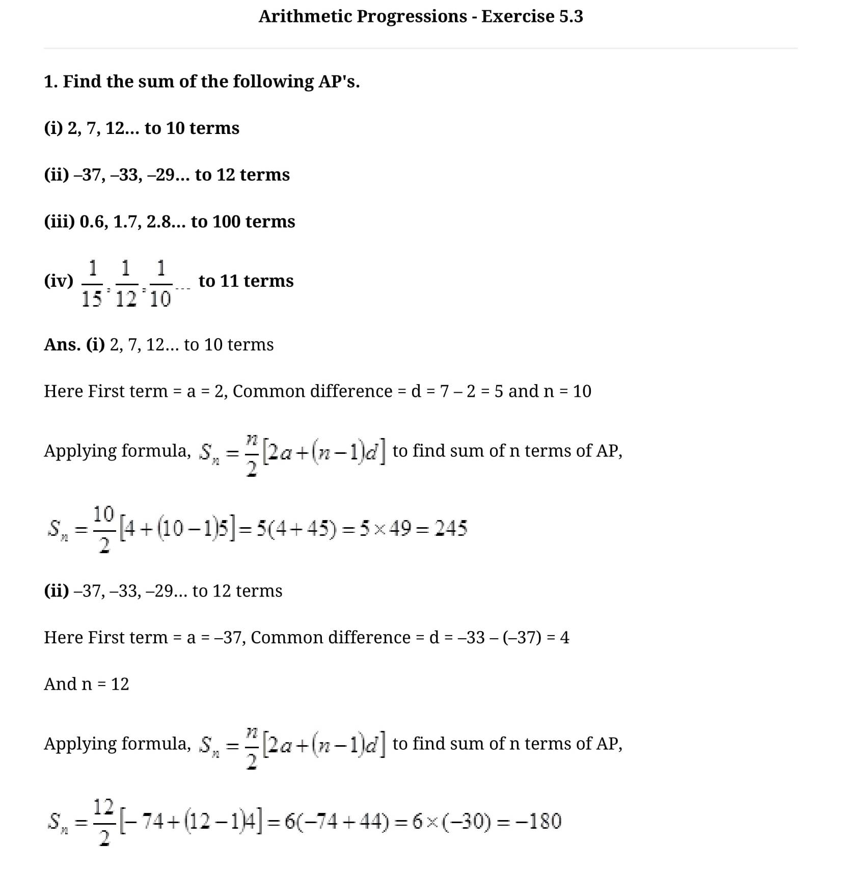 NCERT Solutions Class 10 Mathematics Arithmetic Progressions Exercise 5 ...