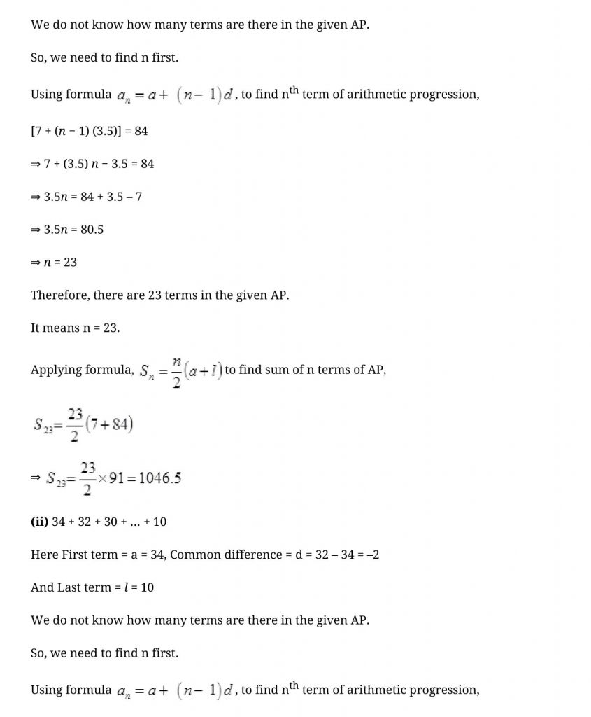 NCERT Solutions Class 10 Mathematics Arithmetic Progressions