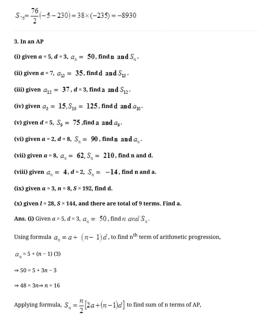 NCERT Solutions Class 10 Mathematics Arithmetic Progressions