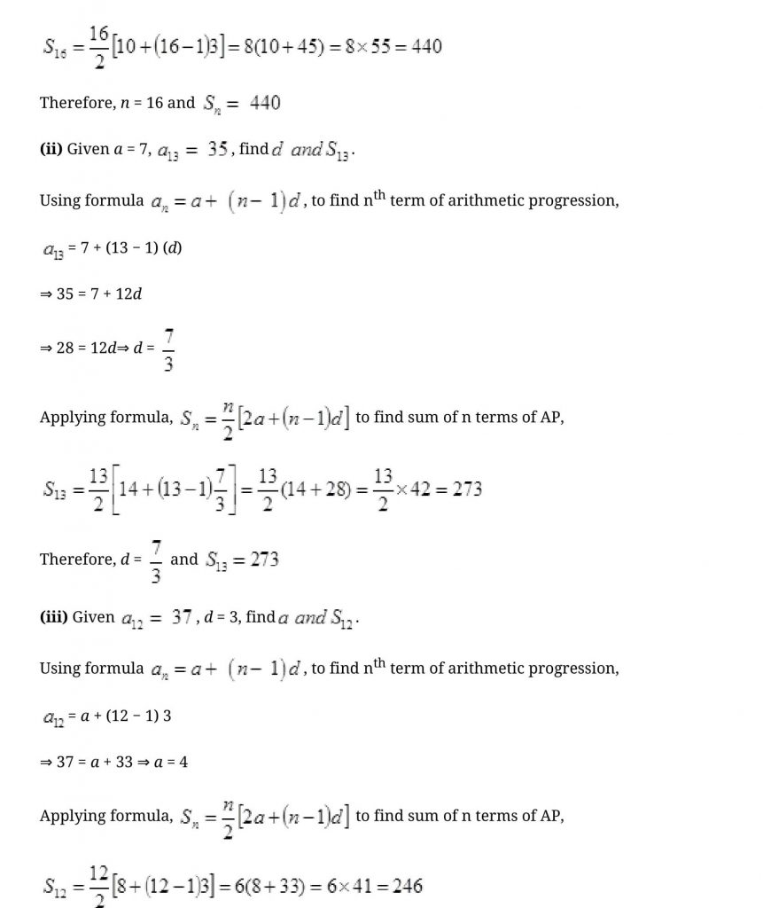 NCERT Solutions Class 10 Mathematics Arithmetic Progressions