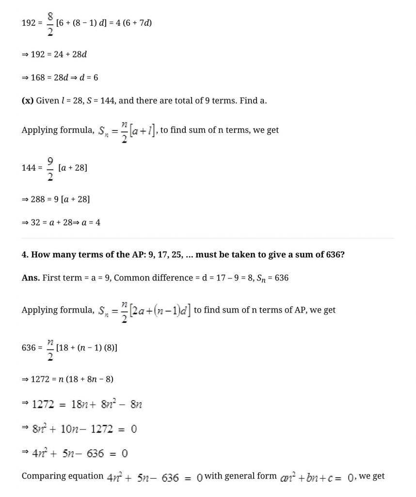 NCERT Solutions Class 10 Mathematics Arithmetic Progressions