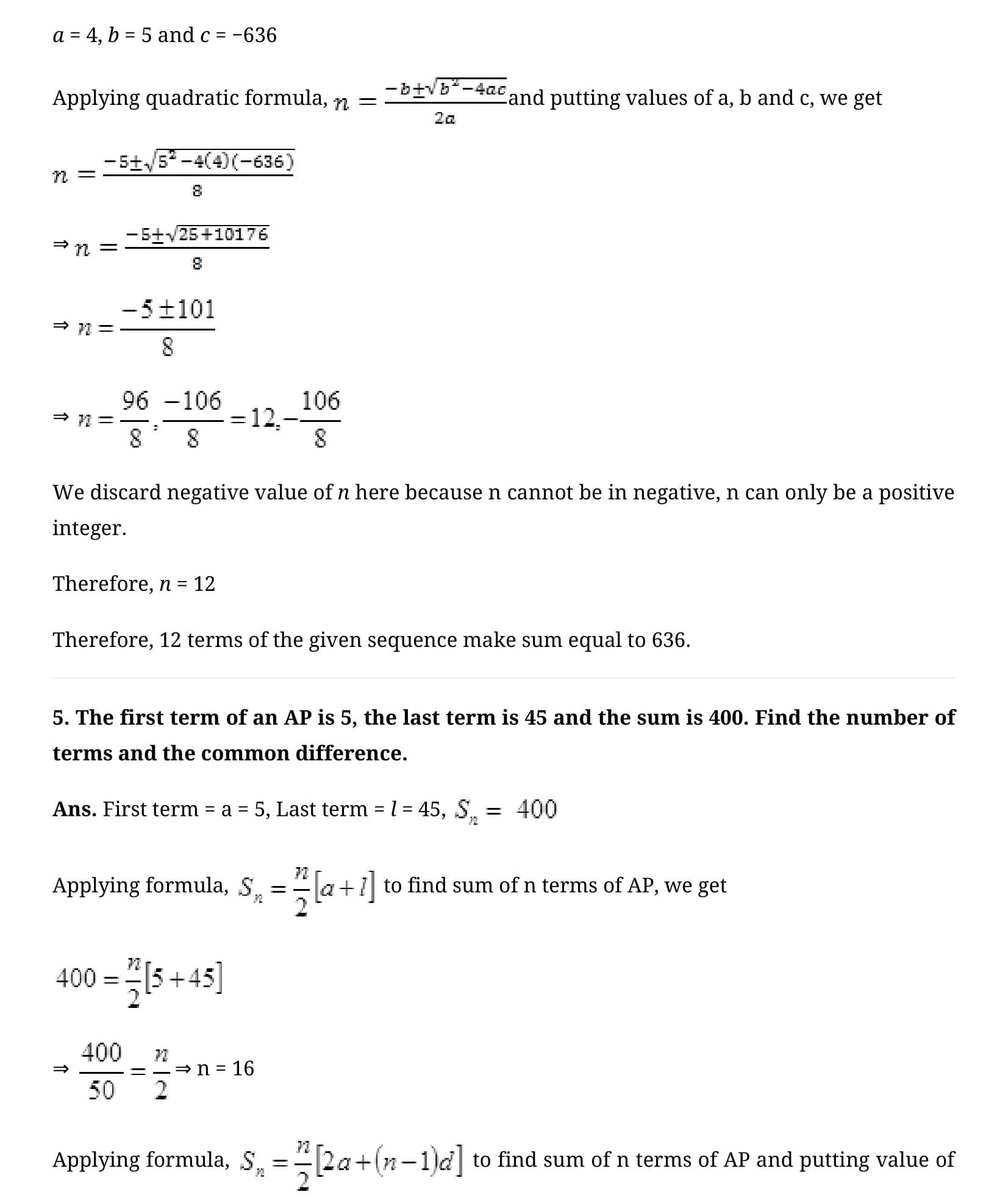 NCERT Solutions Class 10 Mathematics Arithmetic Progressions Exercise 5 ...