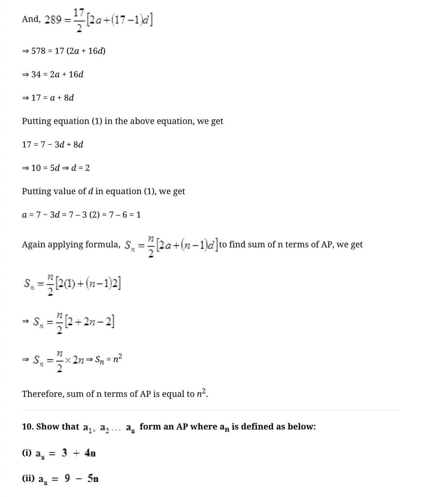 NCERT Solutions Class 10 Mathematics Arithmetic Progressions