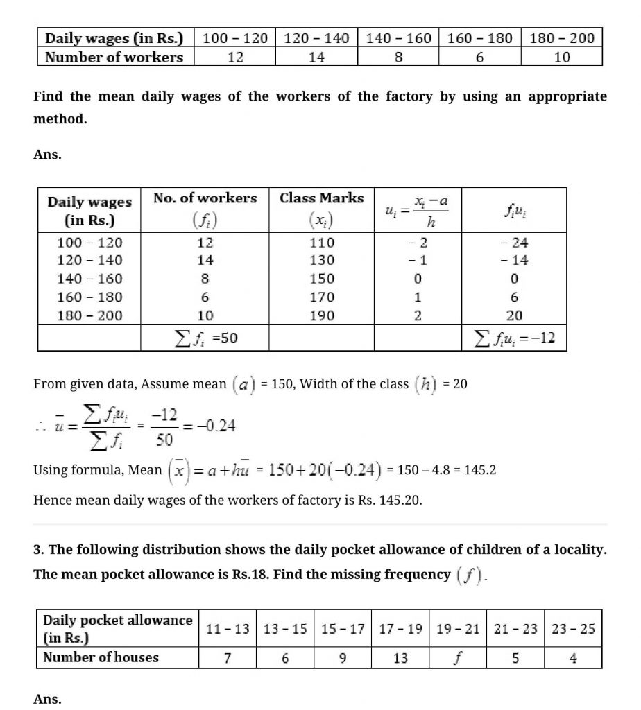 NCERT Solutions Class 10 Mathematics Statistics