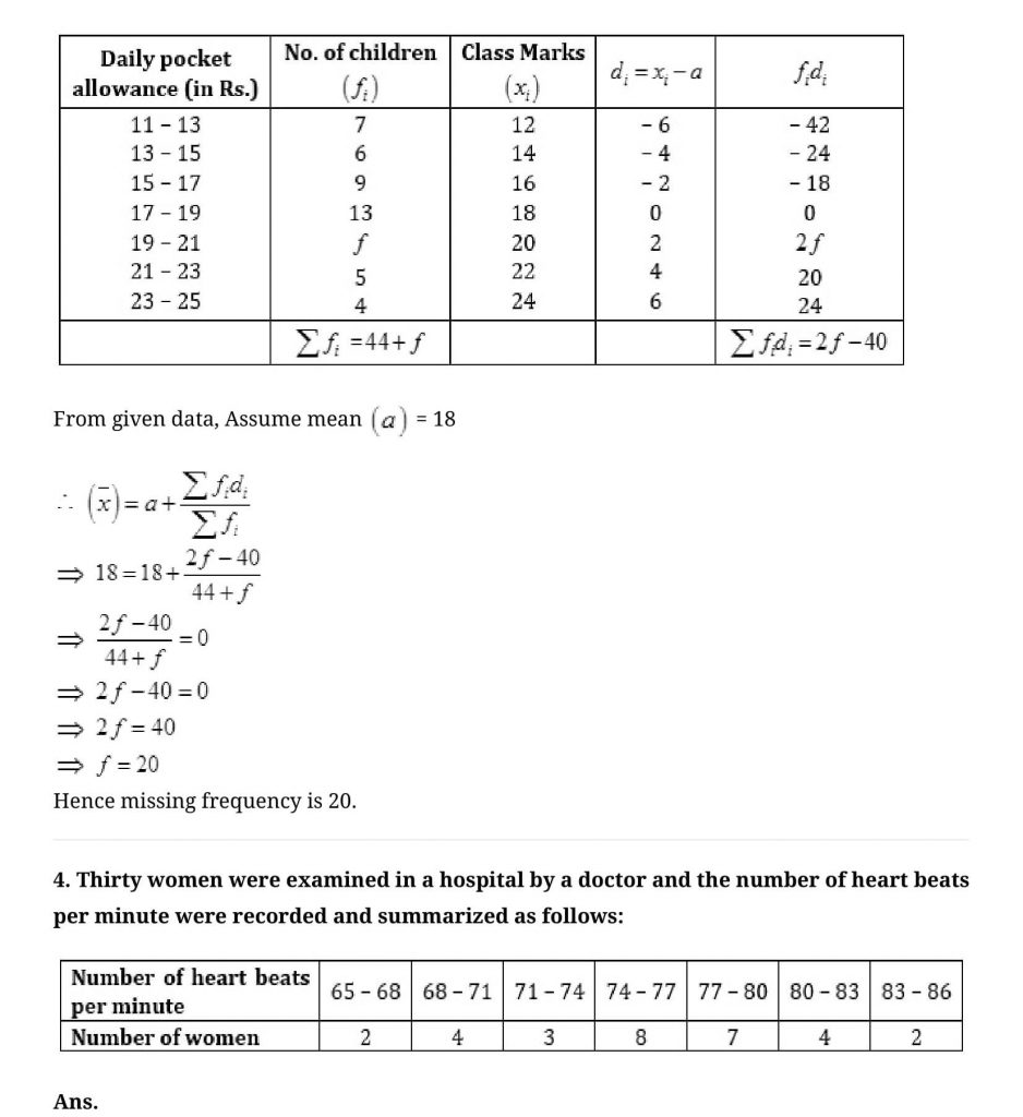 NCERT Solutions Class 10 Mathematics Statistics