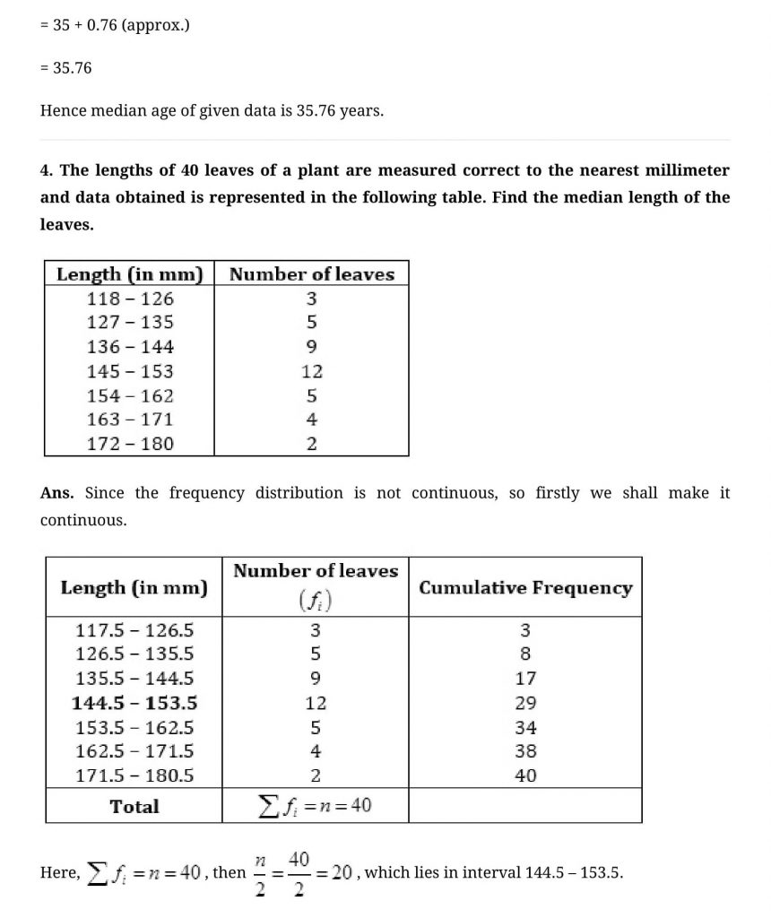 NCERT Solutions Class 10 Mathematics Statistics