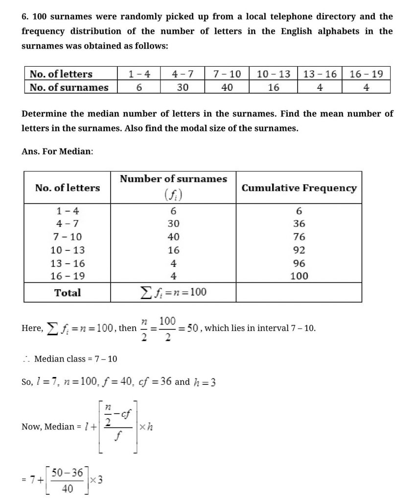 NCERT Solutions Class 10 Mathematics Statistics