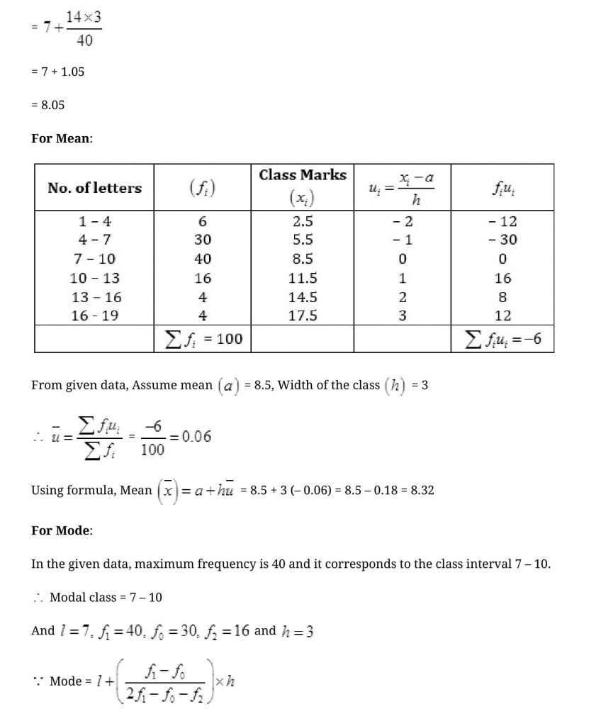 NCERT Solutions Class 10 Mathematics Statistics