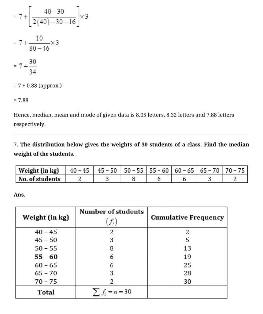 NCERT Solutions Class 10 Mathematics Statistics