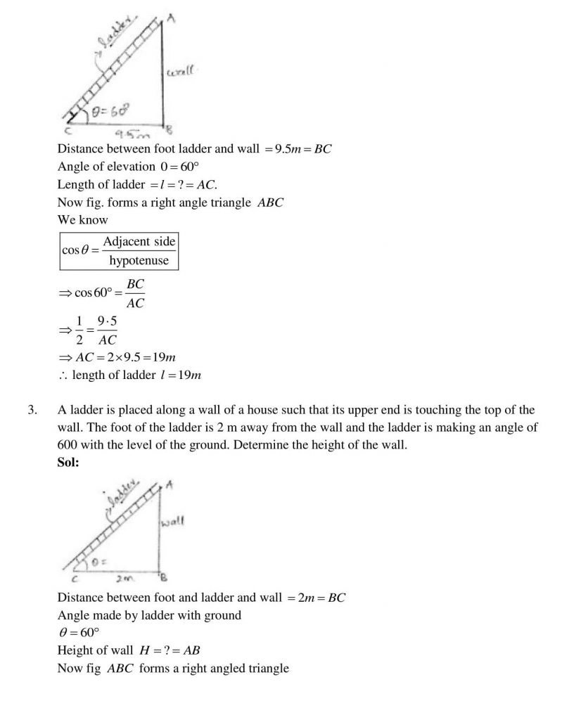 NCERT Solutions Class 10 Mathematics RD Sharma Some Applications of Trigonometry