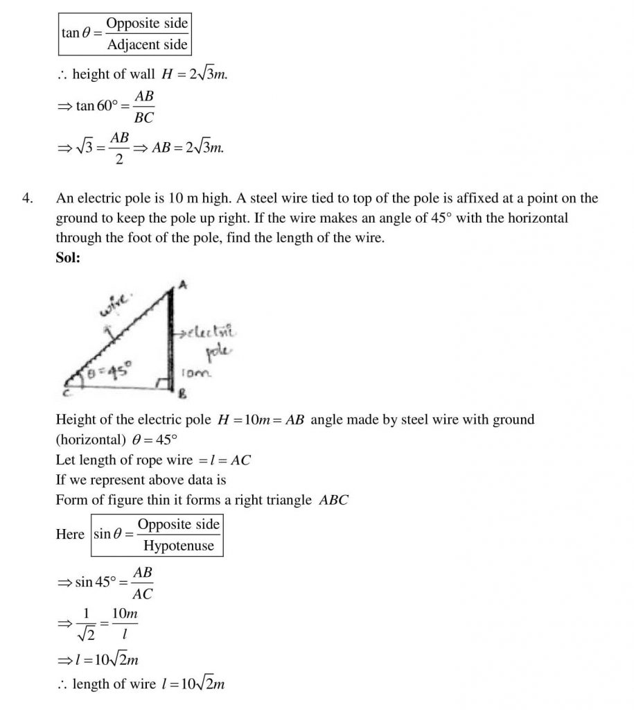 NCERT Solutions Class 10 Mathematics RD Sharma Some Applications of Trigonometry