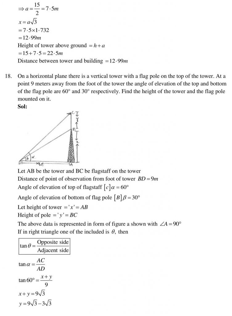 NCERT Solutions Class 10 Mathematics RD Sharma Some Applications of Trigonometry