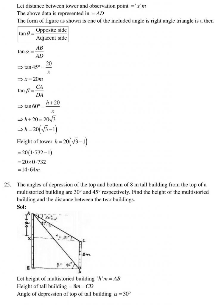 NCERT Solutions Class 10 Mathematics RD Sharma Some Applications of Trigonometry