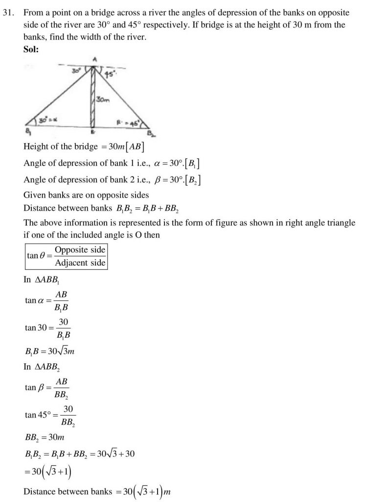 NCERT Solutions Class 10 Mathematics RD Sharma Some Applications of Trigonometry