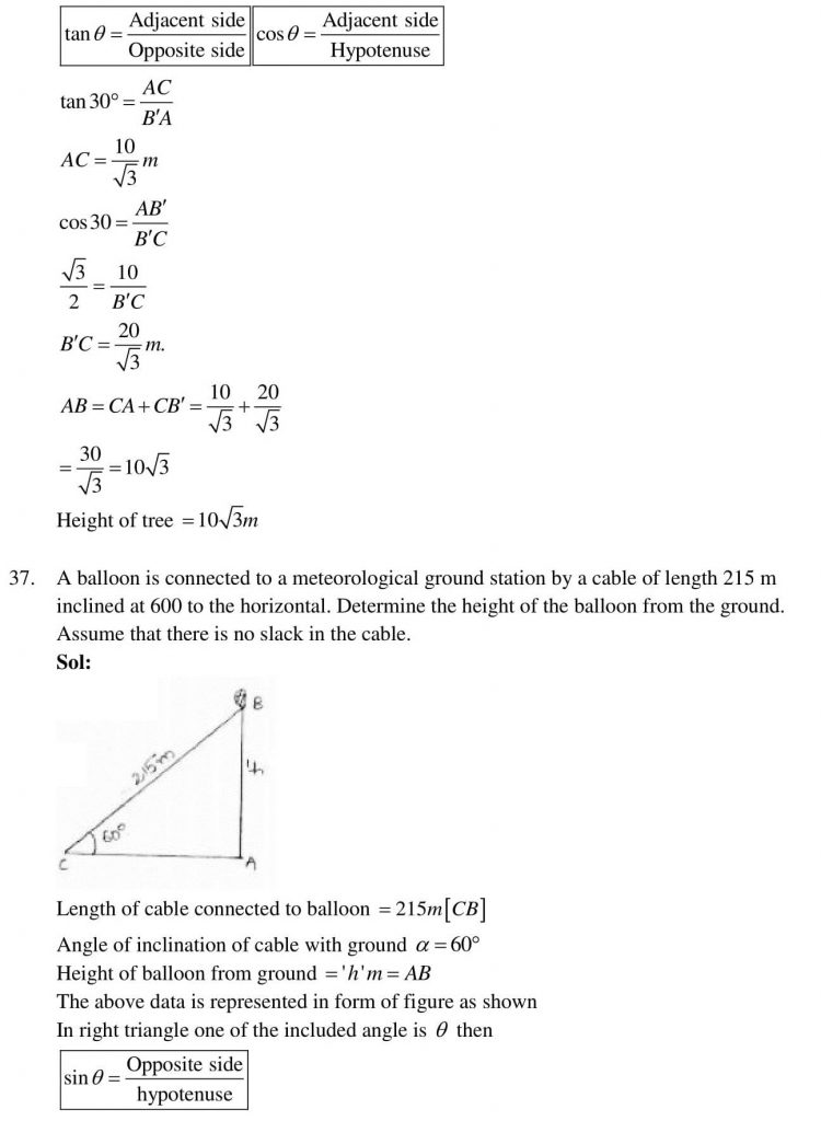 NCERT Solutions Class 10 Mathematics RD Sharma Some Applications of Trigonometry