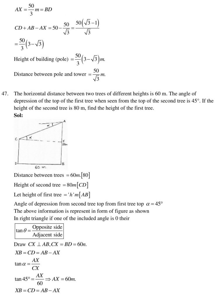 NCERT Solutions Class 10 Mathematics RD Sharma Some Applications of Trigonometry