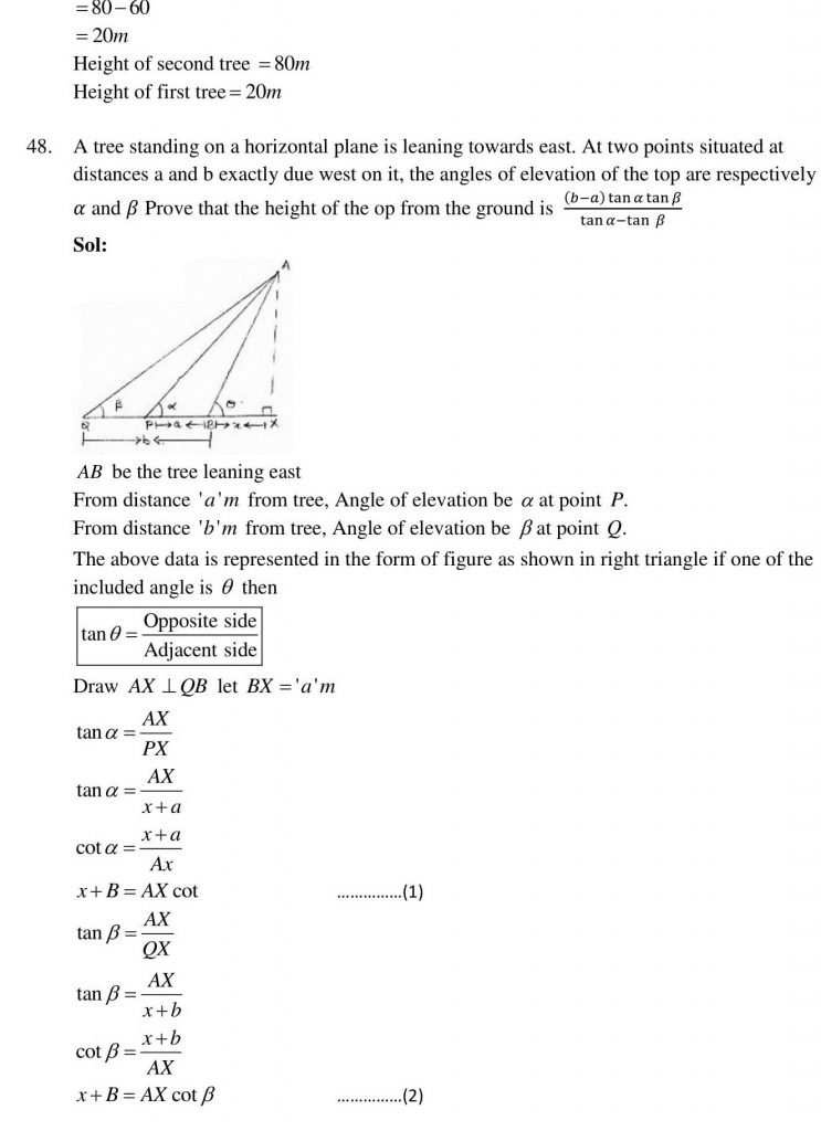 NCERT Solutions Class 10 Mathematics RD Sharma Some Applications of Trigonometry