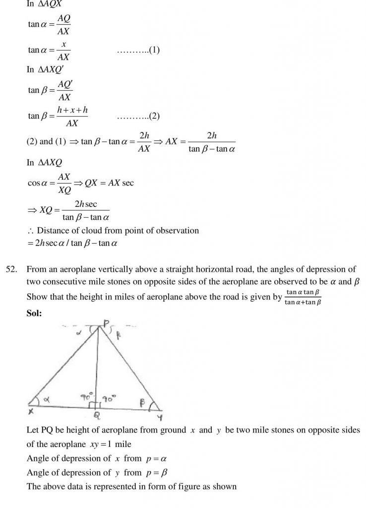 NCERT Solutions Class 10 Mathematics RD Sharma Some Applications of Trigonometry