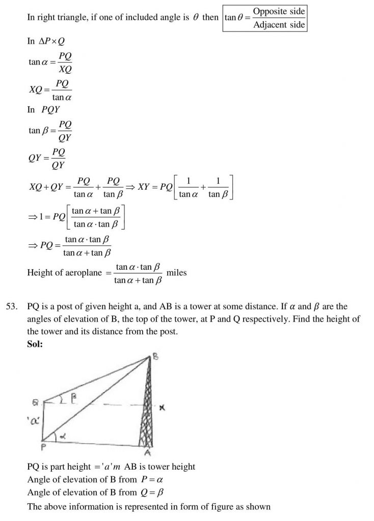 NCERT Solutions Class 10 Mathematics RD Sharma Some Applications of Trigonometry