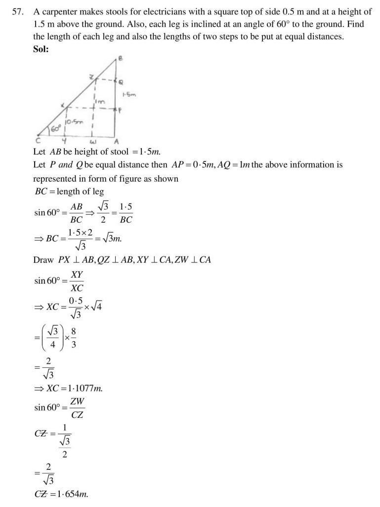 NCERT Solutions Class 10 Mathematics RD Sharma Some Applications of Trigonometry