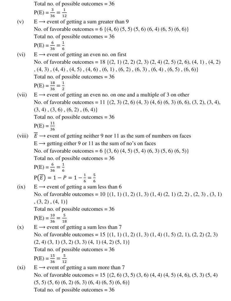 NCERT Solutions Class 10 Mathematics RD Sharma Probability