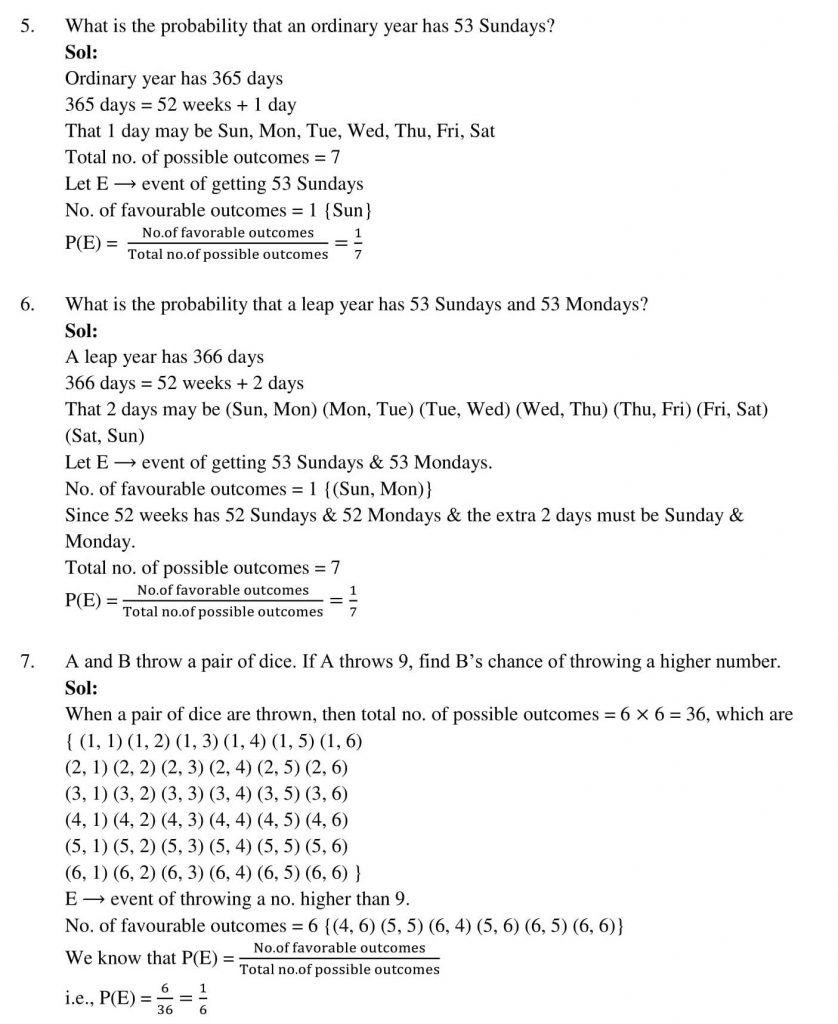 NCERT Solutions Class 10 Mathematics RD Sharma Probability