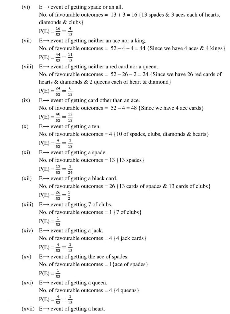 NCERT Solutions Class 10 Mathematics RD Sharma Probability