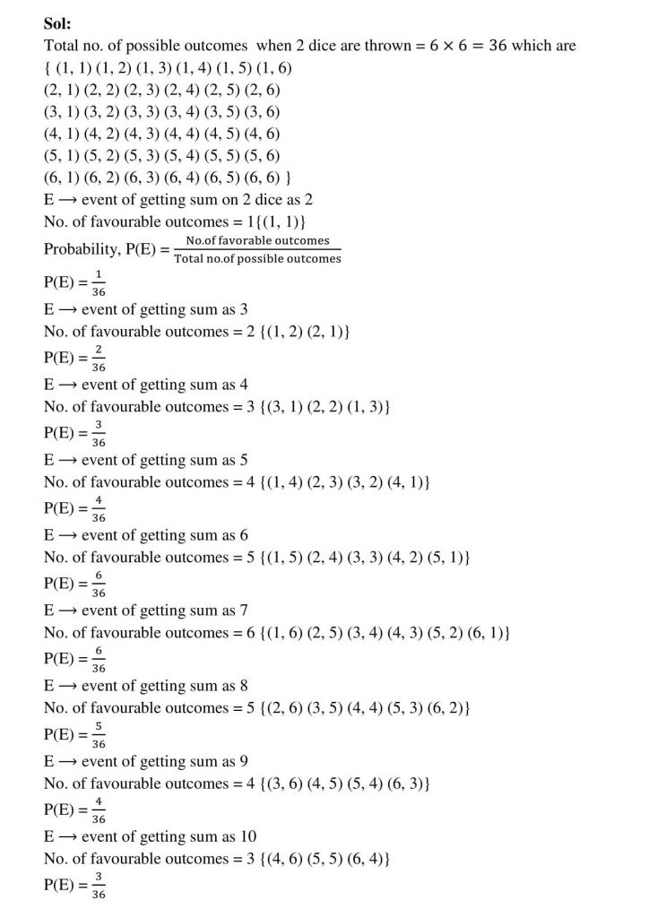 NCERT Solutions Class 10 Mathematics RD Sharma Probability