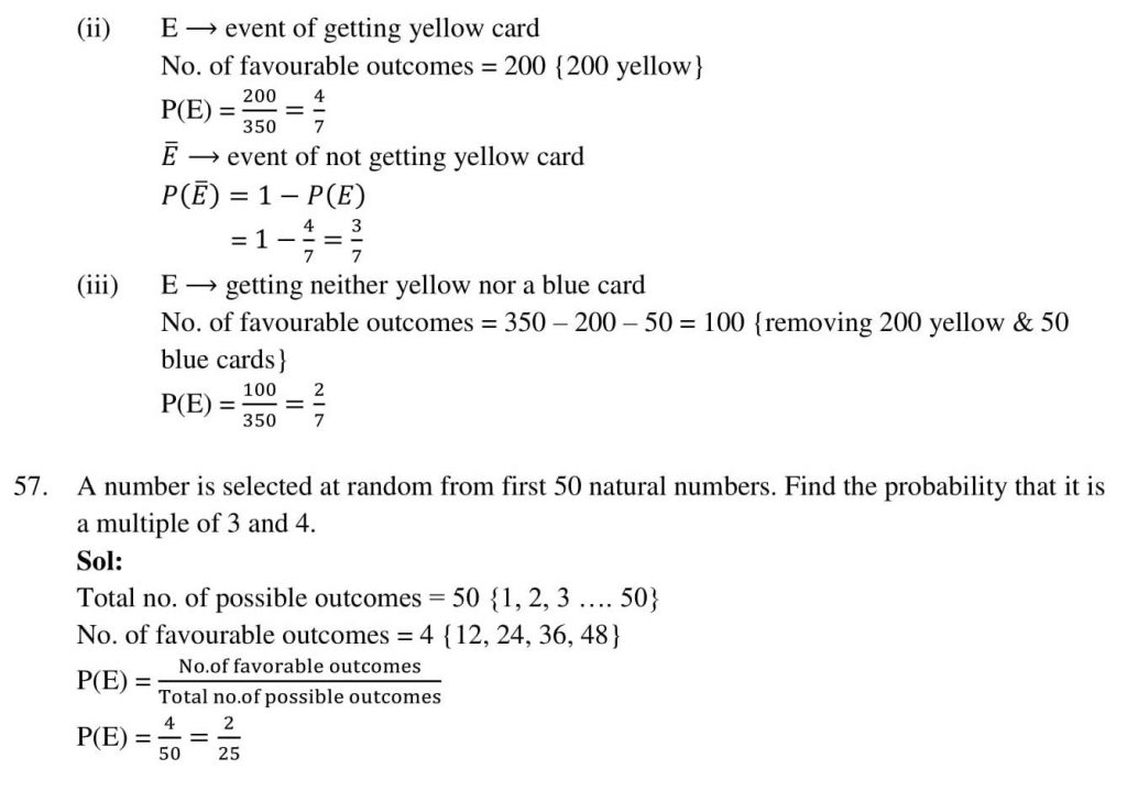 NCERT Solutions Class 10 Mathematics RD Sharma Probability