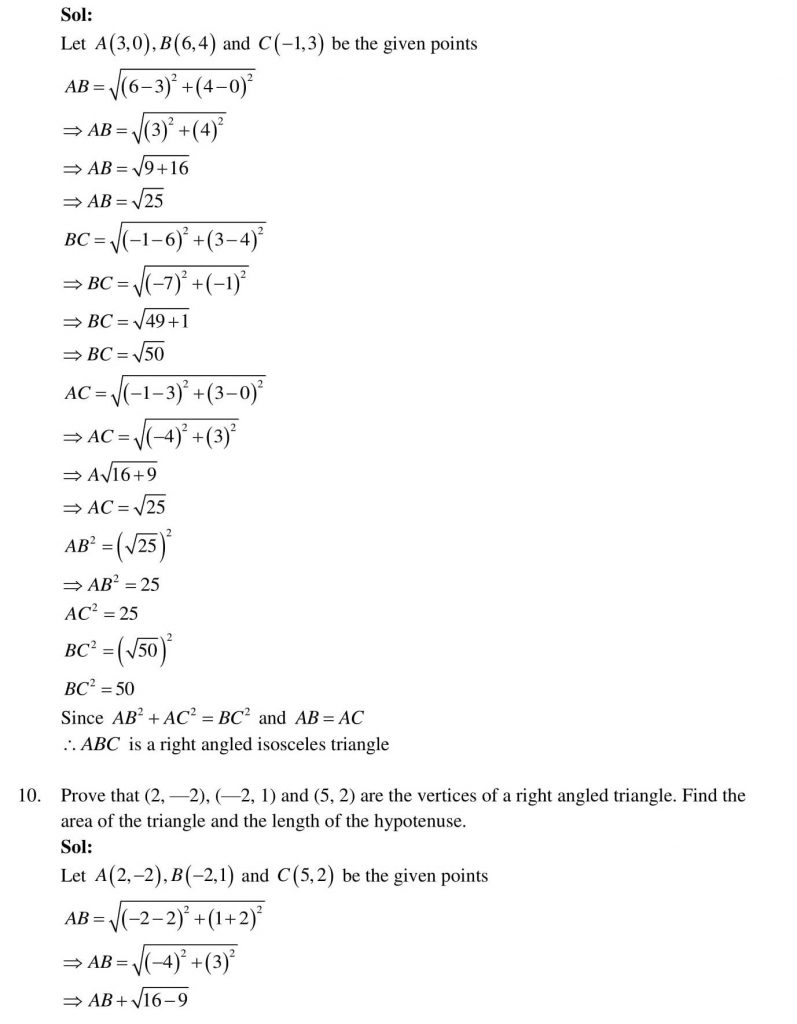 NCERT Solutions Class 10 Mathematics RD Sharma Coordinate Geometry